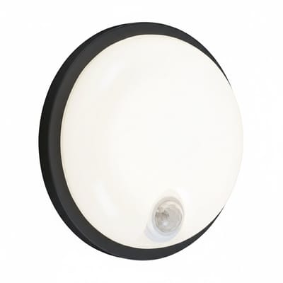 ELIAS - Led plafond / wandlamp - Buiten - Rond - met PIR Sensor - 15w - 4000K Daglicht wit - 1980 Lumen - IP65 - Zwart