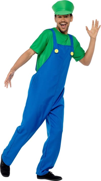 Karnival Costumes Groen Loodgieter Kostuum Carnavalskleding Heren Carnaval Super Mario Kostuum - Polyester - Maat M - 3-Delig T-Shirt/Tuinbroek/Hoed
