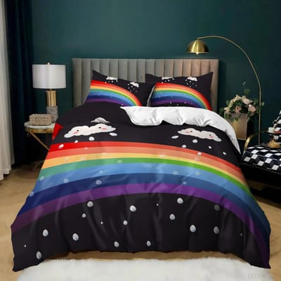 Regenboog Pride Beddengoed Set Regenboog Vlaggen Dekbedovertrek Set Regenboog Streep Design 3 Delen Zacht Microvezel Beddengoed Queen King Size 140x200cm 3pcs