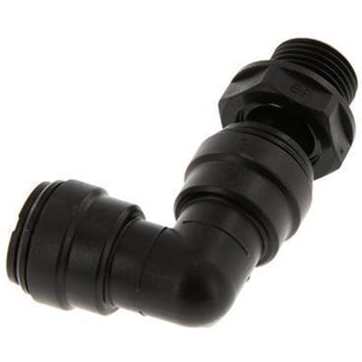 15mm x G1/2'' 90 graden L-verbinding POM Insteekfitting Buitendraad Draaibaar NBR
