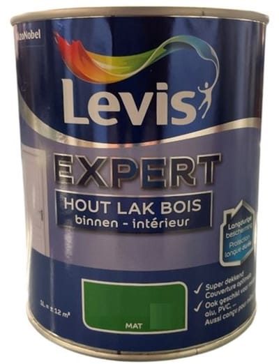 Levis Expert Hout Lak Mat Binnen - Watergedragen krasvaste matte lak - 1 L - RAL 9010 Pure White ( gebrokenwit)