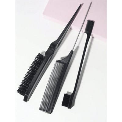 3 stuks Slick Back Haarkwastenset Met Randkwast Haarkwast Rattenstaartkam Toupetteborstel Voor Het Gladmaken Van Haar & Frizz,Haarkwast,Kam,Haargereedschap, zwart