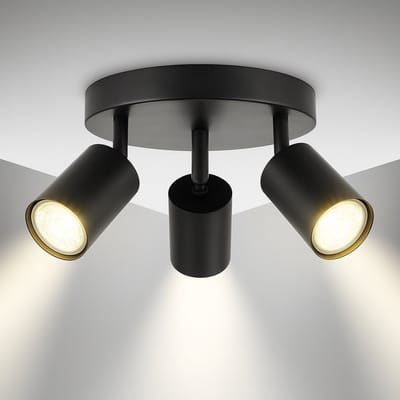 NETTLIFE Opbouwspots - plafondspot met 3 lichtpunten - zwart - rond - GU10 fitting - B 24 cm - Draaibar 350° - kantelbaar - Plafondlamp-excl. lichtbron