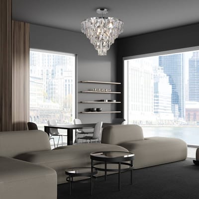Eko-Light Plafondlamp Chelsea metaal chroomkleurige glazen kristallen Ø 50 cm