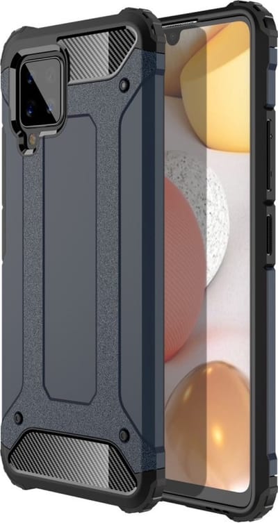 Coverup Hoesje - Geschikt voor Samsung Galaxy A42 Hoesje - Coverup Armor Hybrid Back Cover - Donkerblauw
