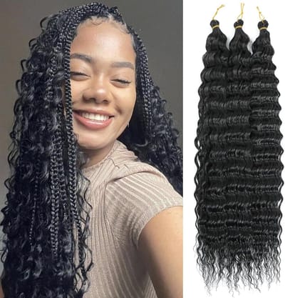 Synthetisch Ocean Wave Vlechten Haar 18 Inch Diep Golf Krullend 3 Pak voor Zwarte Vrouwen