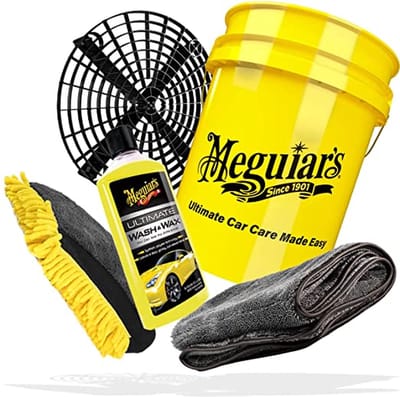 Autowas Set Meguiar’s Wash & Wax 473ml + GELE Emmer 19L + Grit Guard + Droogdoek 1100gsm