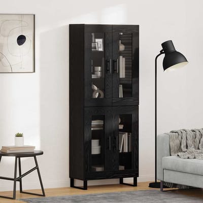 vidaXL - Highboard - 2 - st - Zwart - Eiken - 69,5 - x - 34 - x - 180 - cm - Bewerkt - hout