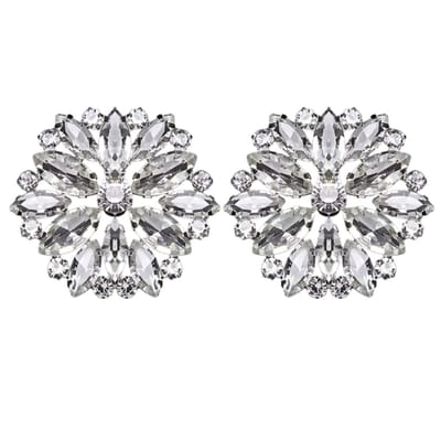 Clip oorbellen -bloem -zilverkleur- 3.5 cm- geen gaatje- Charme Bijoux