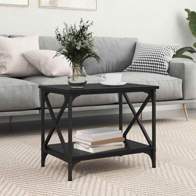 vidaXL - Bijzettafel - Zwart - Eiken - 55 - x - 38 - x - 45 - cm - Bewerkt - hout