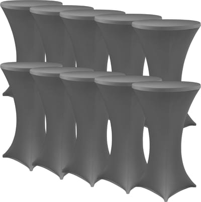 NYVI Sta-tafelhoes NYVIGala Antraciet Ø 60-65 cm - Set van 10 - Elastische premium stretchhoezen voor standaard bistro- & statafels - Rekbare tafelbekleding