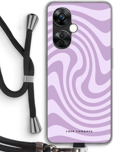 Case Company® - Hoesje met koord geschikt voor OnePlus Nord CE 3 Lite hoesje met Koord - Swirl Paars - Telefoonhoesje met Zwart Koord - Bescherming aan alle Kanten en Over de Schermrand