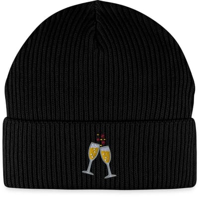 Geborduurde Champagneglazen Uniseks Bio Fisherman Beanie