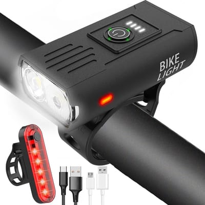 Superheldere Fietsverlichting voor Voor en Achter - USB Oplaadbaar en Waterdicht met 6 Lichtmodi