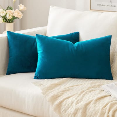 Set van 2 Fluwelen Kussenhoezen - Decoratieve Kussens voor Bank en Slaapkamer - Zacht 30 x 50 cm - Blauw