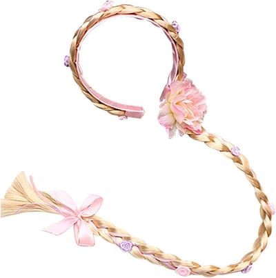 Joya Kids® Lange Blonde Vlecht | Prinses Haarband | Speelgoed Meisjes | Haar | Prinsessen Verkleedkleding | Carnavalskleding Meisjes | Lila