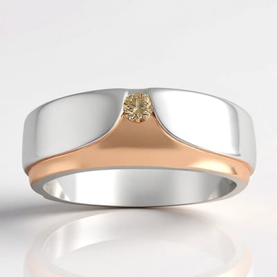 Cavill - Zilveren ring 925 met I1 Argyle Rose de France diamant 0,06 ct - Ronde briljant - Roségoud accenten - Luxe ring dames