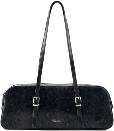 SEIDENFELT MANUFAKTUR schoudertas Lilleby Shoulder Bag Reptile Black zwart