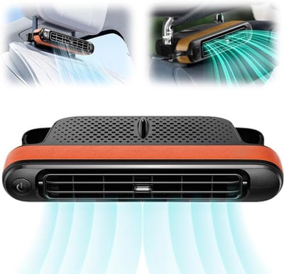Nek ventilator - nek ventilator met koeling - nek airco -Autostoelkoelventilator - 2025 Nieuwe draagbare hoofdsteunventilator - met 3 snelheden - voor de achterbank die koude lucht blaast - oranje