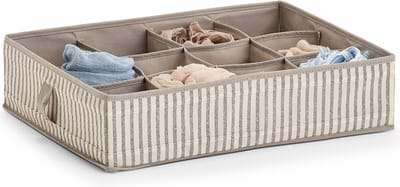Zeller kleding/kast organizer - 12 vakken - beige - 44 x 34 x 11 cm - opbergdoos