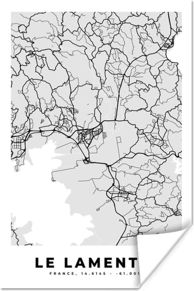Poster Plattegrond – Le Lamentin – Stadskaart – Kaart – Frankrijk - 120x180 cm XXL