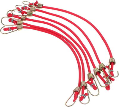 Spanelastiek - 10 Stuks - Elastiek koord - Tentspanner - Touwen - Bagagebanden - Elastisch bagagetouw - Haak en riem - Geschikt voor kamperen, vlaggen-en zeildoekbevestiging - 30cm - Rood