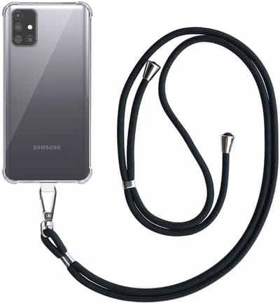 Smartphonica Telefoonhoesje Geschikt voor Samsung Galaxy M31s Transparant Schokbestendig met Afneembaar Universeel Telefoonkoord - Backcover Case Siliconen ShockProof with Lanyard geschikt voor Samsung Galaxy M31s