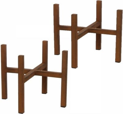 Mica Decorations - 2x stuks - bloempot plantenstandaard/verhoger - roest - H16 x B16 cm