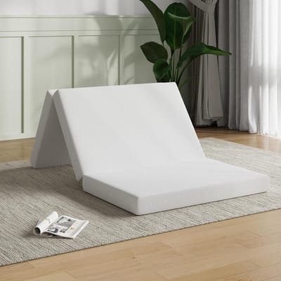 Vouwmatras - Drielaags Matras - Extra Slaapplaats - Traagschuim Vulling - 10 cm Dik - Wit