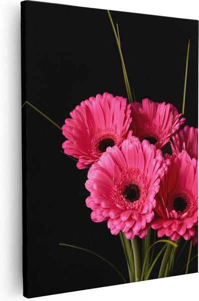 Artaza Canvas Schilderij Roze Bloemen - 40x50 cm - Wanddecoratie Woonkamer - Muurdecoratie Bloem - Kamer Accessoires