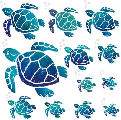 Dailygoods- Muursticker Schildpadden - 12 Stuks - Waterdicht - Decoratie - Kindermuurstickers - Eenvoudig te Verwijderen - Verschillende Maten - Muurdecoratie