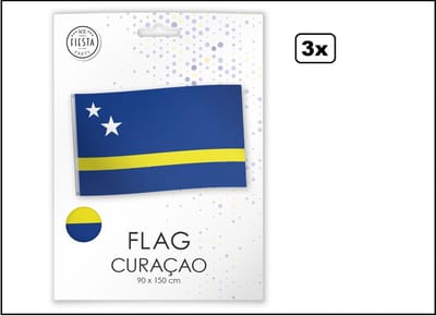 3x Vlag Curacao 150cm x 90cm - vlag verpakt in luxe verpakking - Landen festival thema feest fun verjaardag