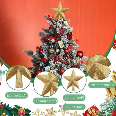 Gouden Ster Kerstboom Topper 20 cm - Luminous Ster voor Kerstboomdecoratie, Duurzaam en Lichtgewicht, Perfect voor Natuurlijke en Kunstmatige Bomen