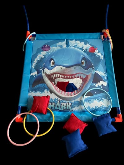 2in1 Haai actiespel- Zandzak werpen ringwerpspel - educatief bean bag toss game - shark throwing sandbags ringen