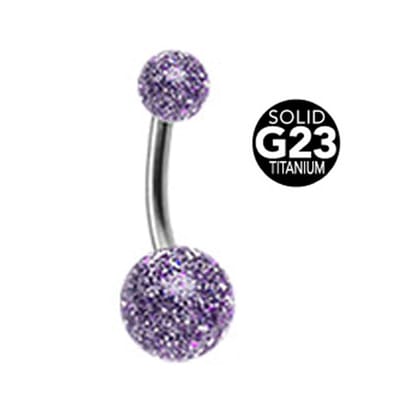 Gebogen Piercing titanium spikkel paars - LMPiercings