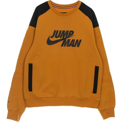 Jumpman Fleece Crew herensweatshirt met ronde hals Licht Curry/zwart