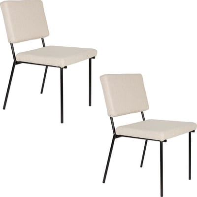 Zuiver Fellow Eetkamerstoelen Off-White - Set van 2