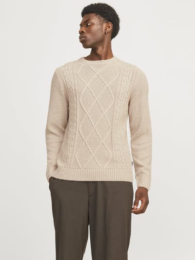 Jack & Jones Trui Jprbludiogo Cable Knit Ln 12259700 Cashmere/melange Mannen Maat - M