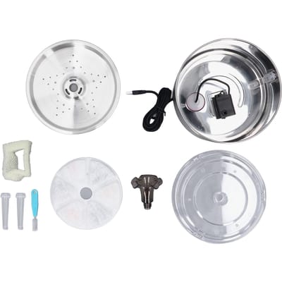 Fontaine à eau pour chat 2,5L Acier inoxydable 304 Distributeur d'eau potable automatique pour animaux de compagnie avec niveau d'eau gray