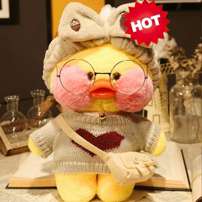 30cm Schattige Gele Eend Pluche Speelgoed Kawaii Zacht Gevuld Dier Pop Verjaardag Kerstmis Creatieve Cadeaus Voor Meisjes Kinderen brown