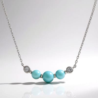 Cavill - Larimar Halsketting 2 25 ct en Witte Topaas 0 05 ct - Verstelbaar 925 Sterling Zilver Gerhodineerd - Elegant Blauw Wit Sieraad