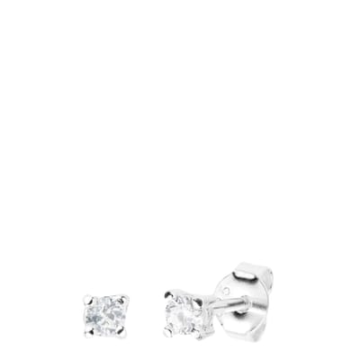 Lucardi Dames oorbellen rond 2,75mm met zirkonia - Oorbellen - Cadeau - Echt Zilver - Zilverkleurig