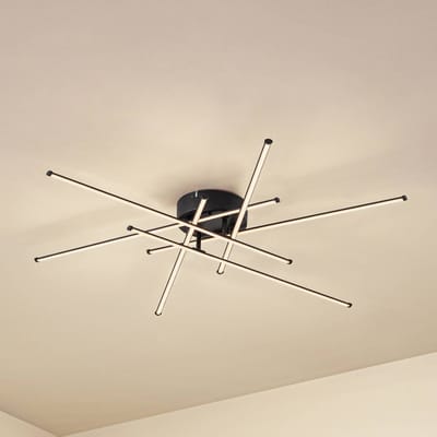 Lindby - LED plafondlamp - 1licht - Aluminium, PVC - H: 9 cm - zwart, wit - Inclusief lichtbron