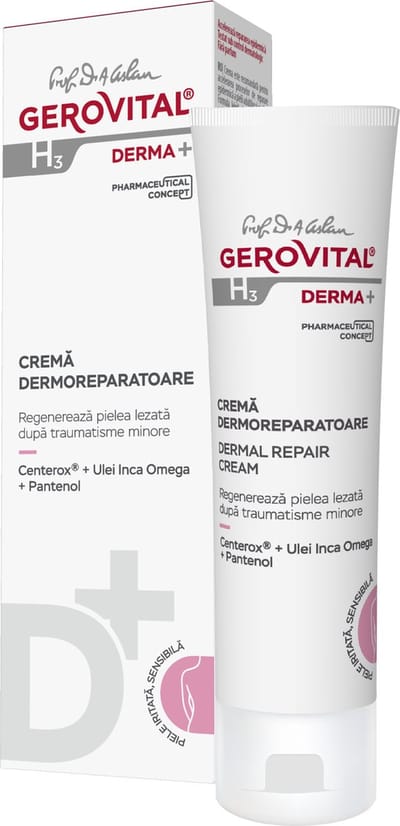 Gerovital H3 Derma+ Herstellende Huidcrème met Panthenol – Beschadigde Huid – Barrièreherstel – Voor Geïrriteerde & Gevoelige Huid – Huidherstel 50 ml