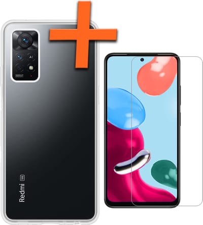 Hoes - Met Screenprotector - Geschikt voor Xiaomi Redmi Note 11s - Sterk & Shockproof - Back Cover - Siliconen Case - Telefoon Hoes - Transparant
