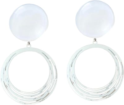 Clip oorbellen -Wit -wit filigraan- lang- Geen gaatje- Charme Bijoux
