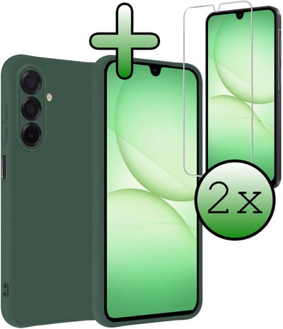 Hoesje Met 2x Screenprotector - Geschikt voor Samsung Galaxy A17 - Sterk & Shockproof - Back Cover - Siliconen Case - Telefoon Hoes - Donkergroen