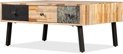 Salontafel Teakhout - Woonkamertafel - Opbergen Woonkamer - Unieke Houtnerf - 90 x 65 x 40 cm - Bruin