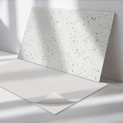 Wallfluent Vinyl Wandpaneel - Steenpatroon met deeltjes Zelfklevende Wandbekleding - 120 cm x 60 cm - Wit Vinyl Wandpaneel - 1 stuk - Rechthoekig Wandbekleding Vinyl - Texturen Wandpaneel - Wandpaneel PVC - Wandpaneel Keuken en Badkamer