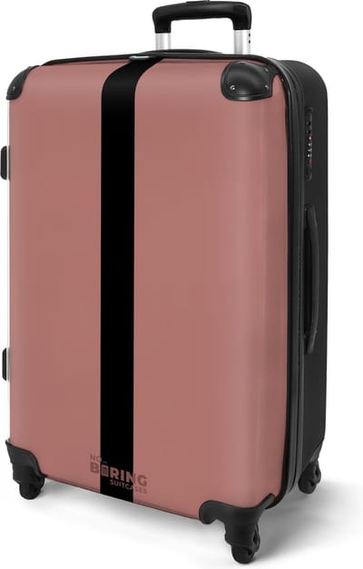 NoBoringSuitcases.com® - Koffer groot - Rolkoffer lichtgewicht dames - Roze met zwarte streep - Reiskoffer met 4 wielen - Valies grote trolley XL op wieltjes - Harde reistrolley met TSA slot - 20 kg bagage - Reizen